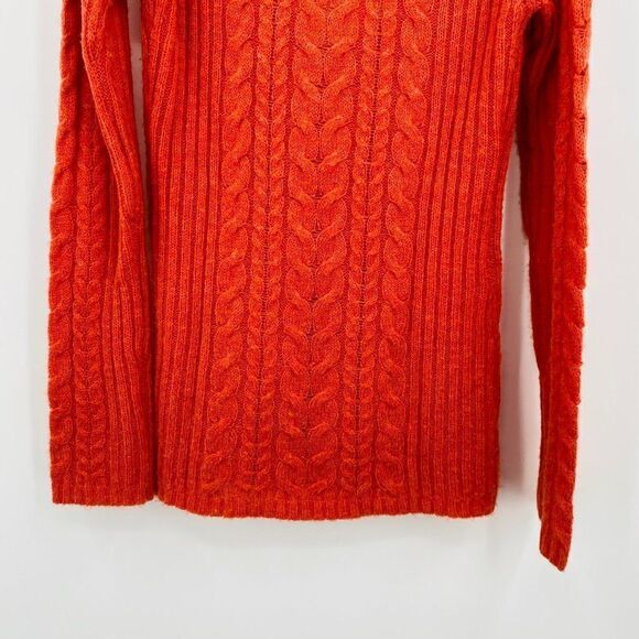 HWR Monogram Anthropologie Size Medium Orange Thin Knit V Neck Wool Sweater - Picture 9 of 9